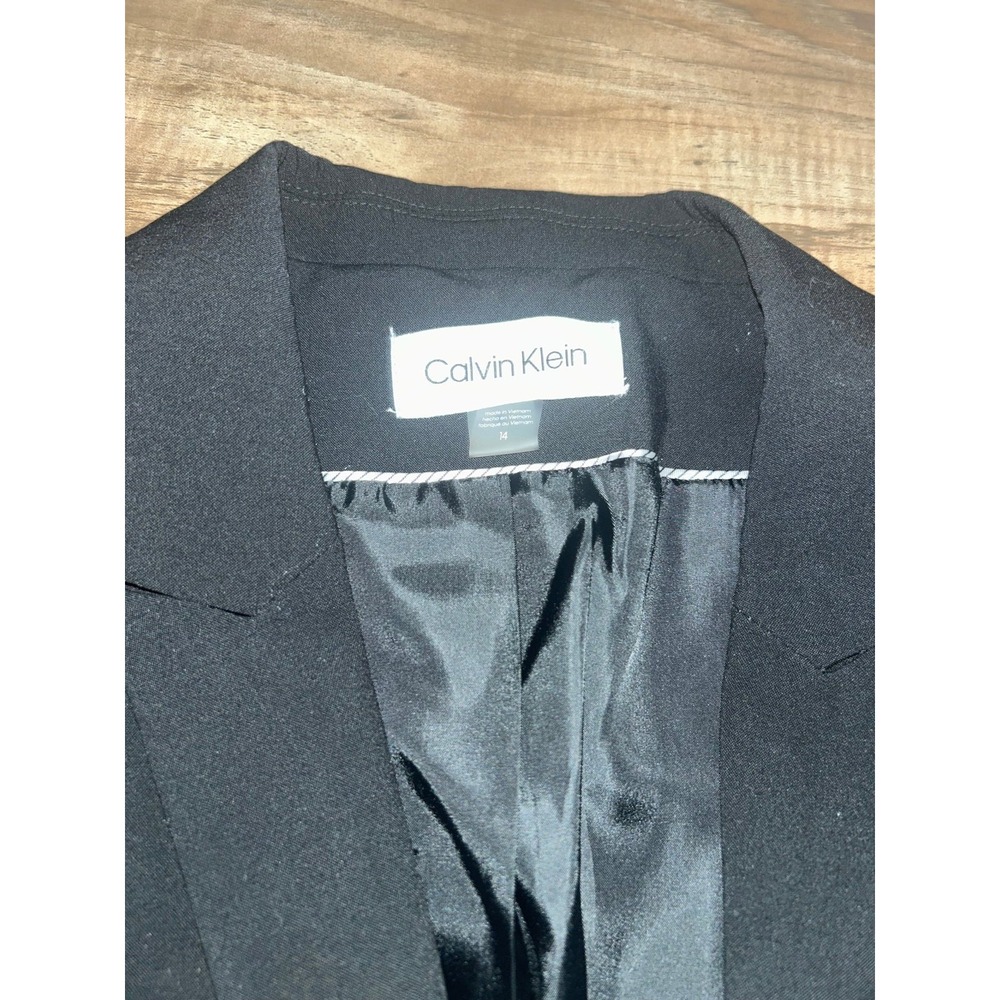 Calvin Klein Women's Two Button Lux Blazer, Medium, Black - Picture 3 of 8